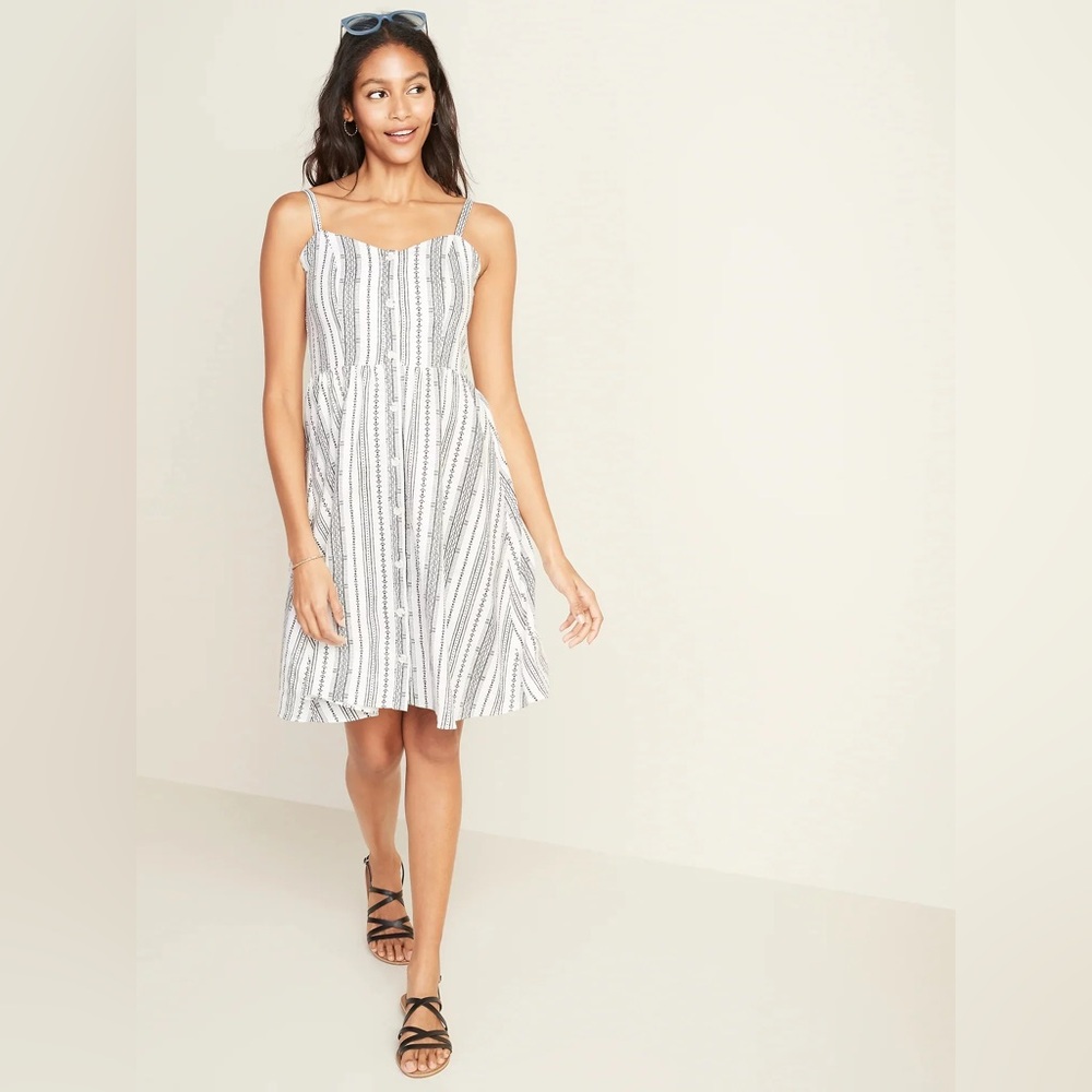 Old Navy Black and Cream Strappy Dress